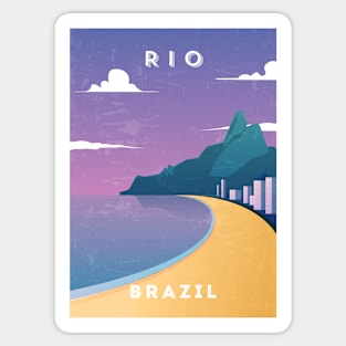 Rio/Rio de Janeiro, Brazil - Retro travel minimalist poster Sticker